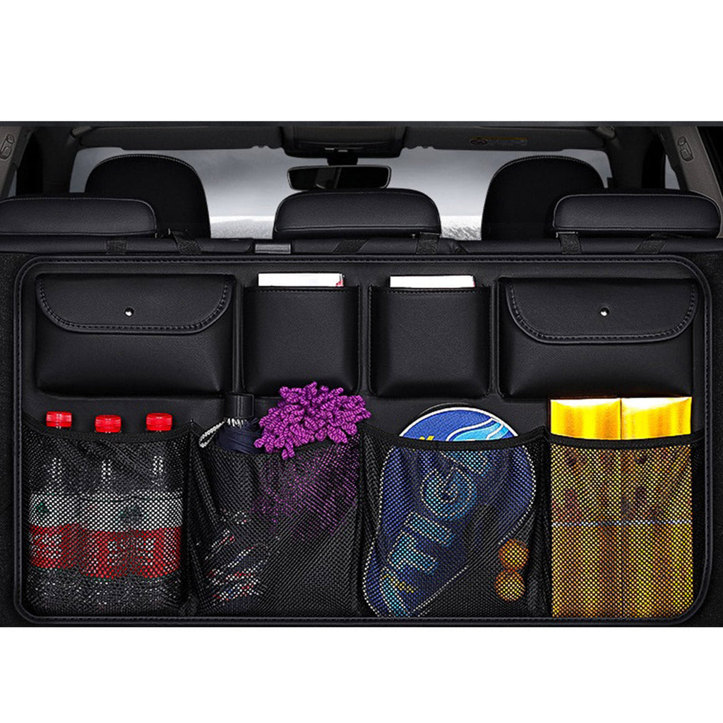 NNEAGS High Quality Leather Car Rear Back Seat Storage Bag Organizer Interior Accessories Black
