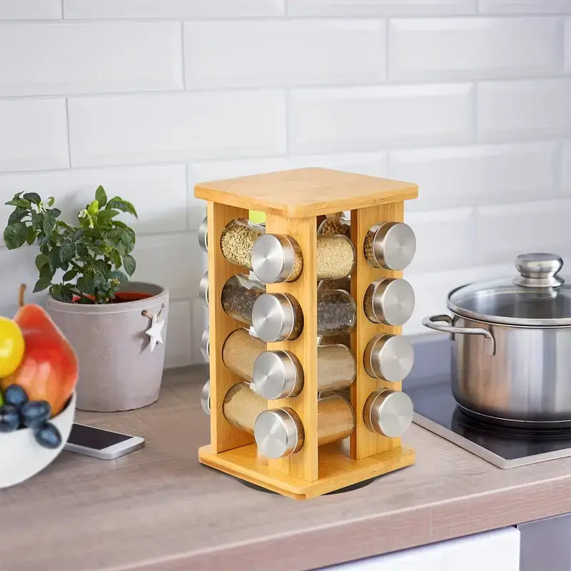 bamboo spice rack organizer