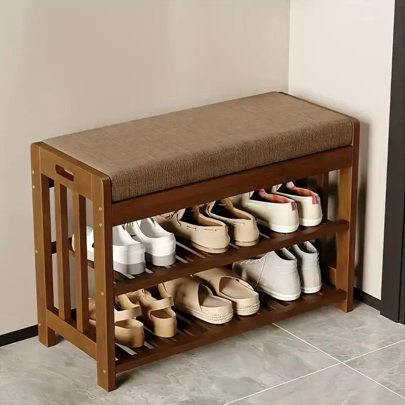 bamboo shoe rack with storage