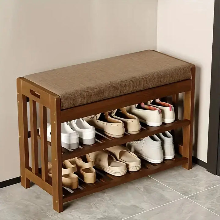 bamboo shoe rack with storage