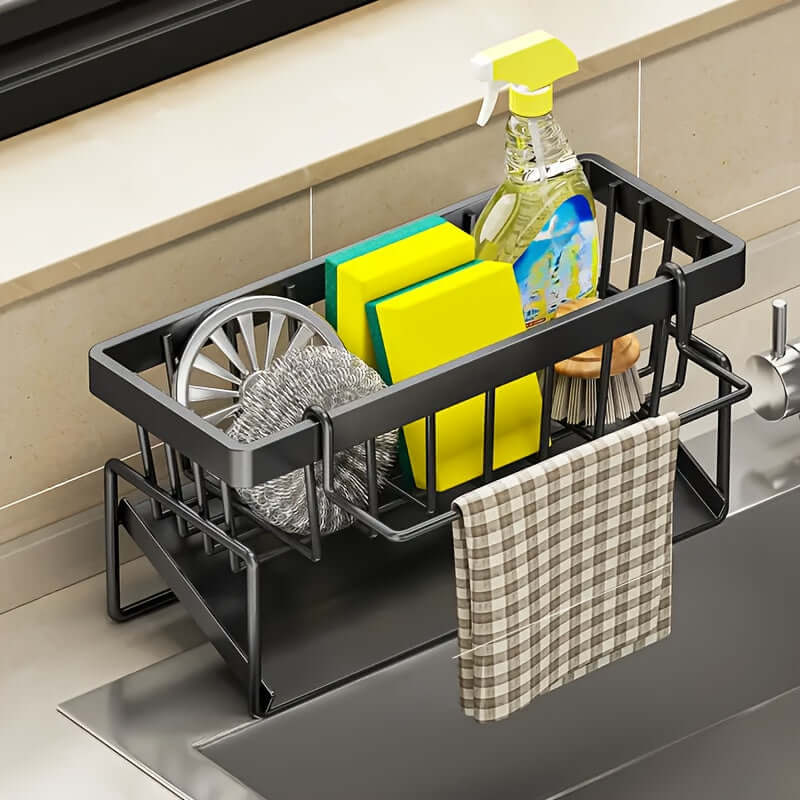 kitchen sink organizer with dishcloth holder