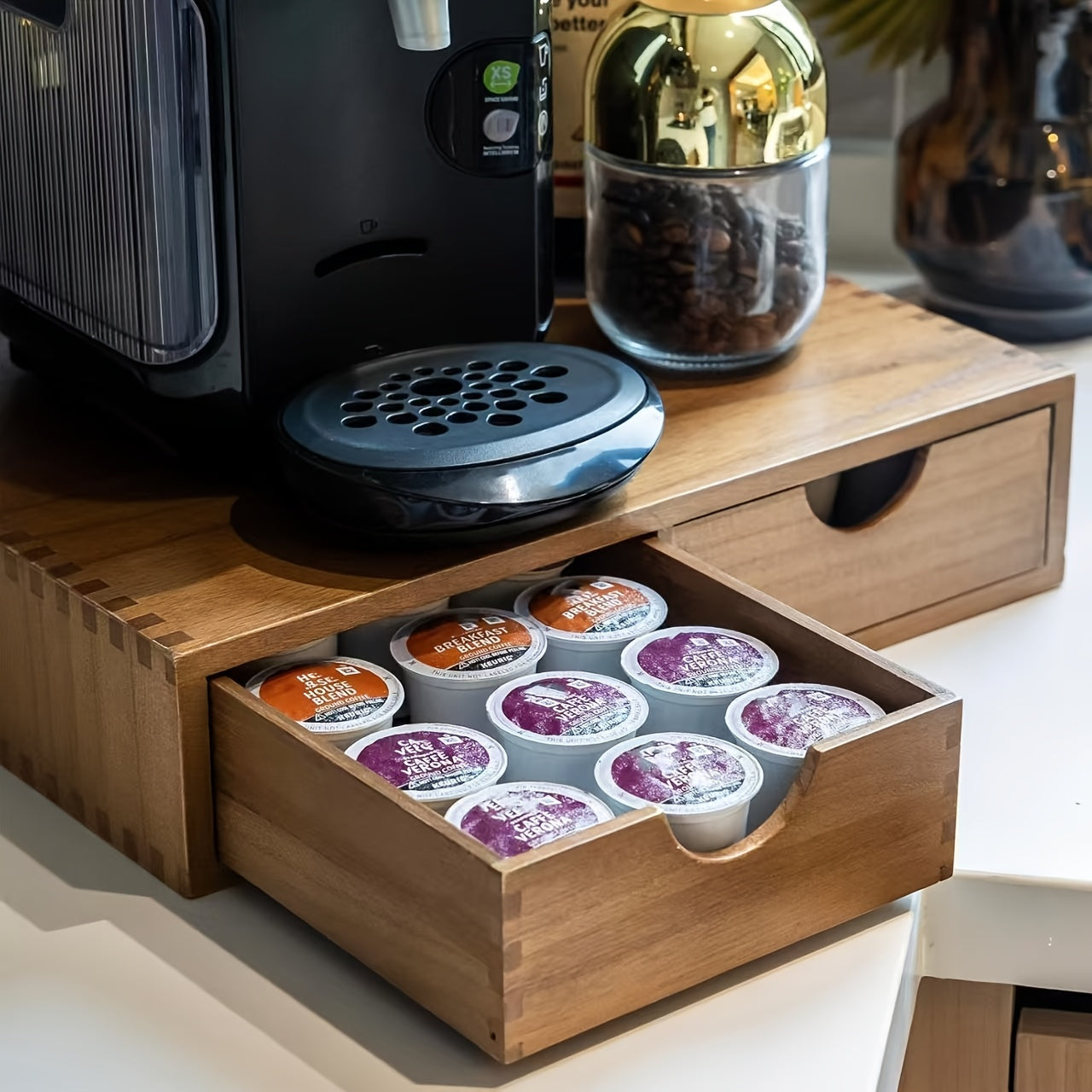 Wooden Storage Cabinet with Drawers Organizer for Kitchen