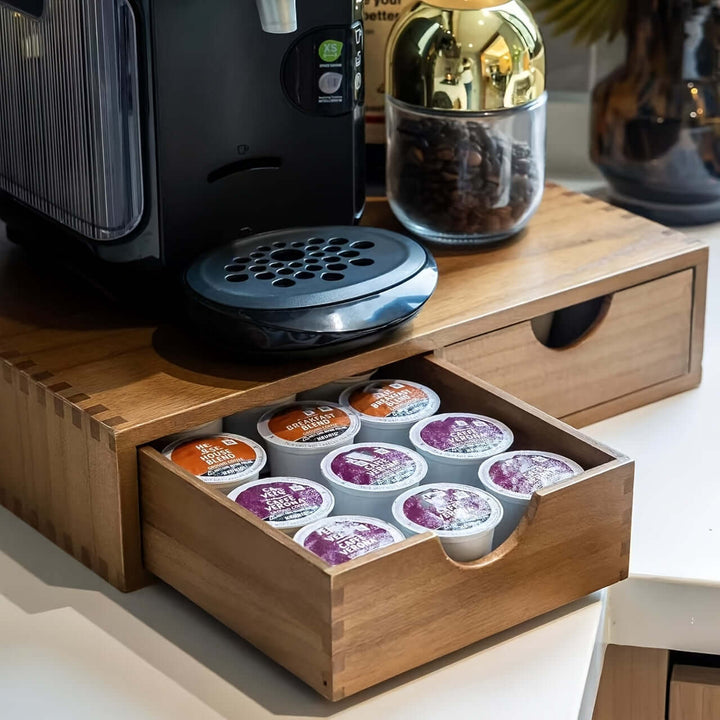 wooden kitchen storage cabinet with drawers