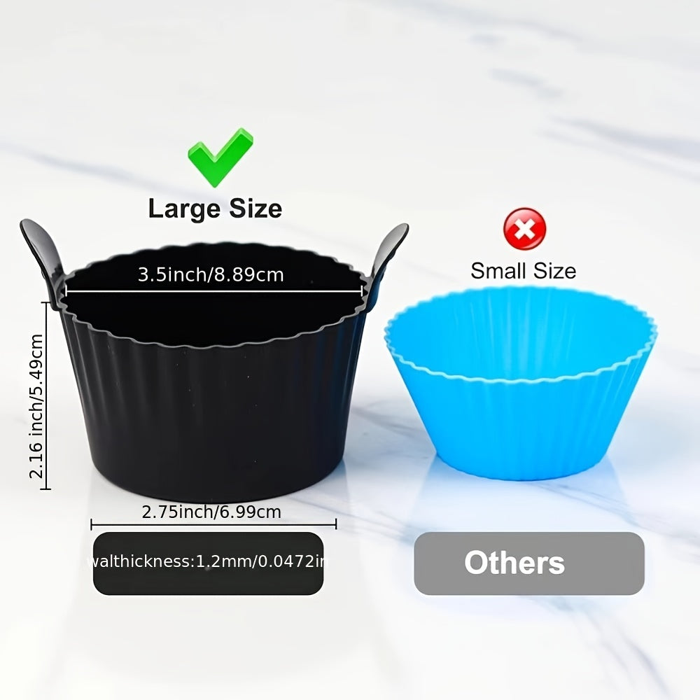 6pcs Black Silicone Air Fryer Baking Cups Non-Stick Kitchen Molds