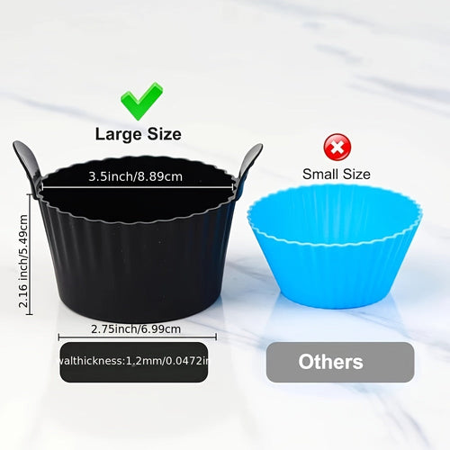 6Pcs Black Silicone Air Fryer Baking Cups Non-Stick Kitchen Molds