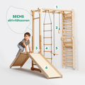 7-in-1 Dschungel-Spielset für Kinder: Sprossenwand + Kletterstange + Schaukelset + Rutsche + Kletterrampe