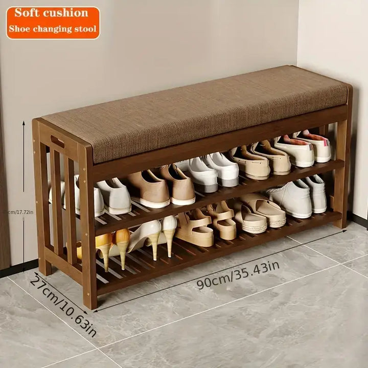 bamboo shoe rack with storage