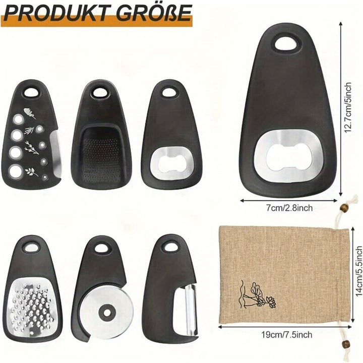 Kitchen Gadget Set Stainless Steel for RV &amp; Camping 6pcs with various essential cooking tools &amp; a stylish packaging.