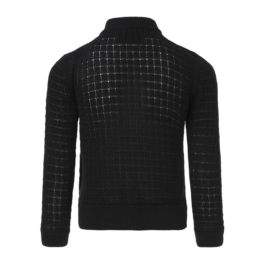 Balck Summer Cardigan with Front Buttons Fastening-1