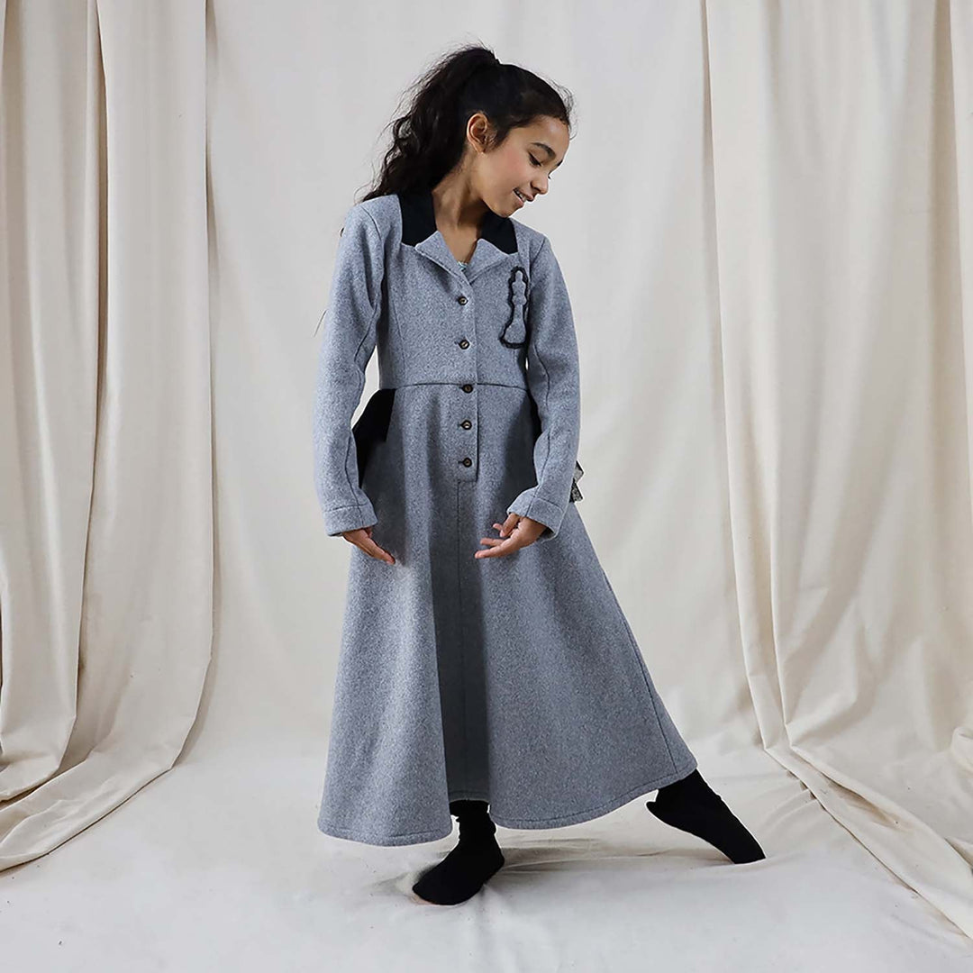 Grey Fleece Bustle Dress-1