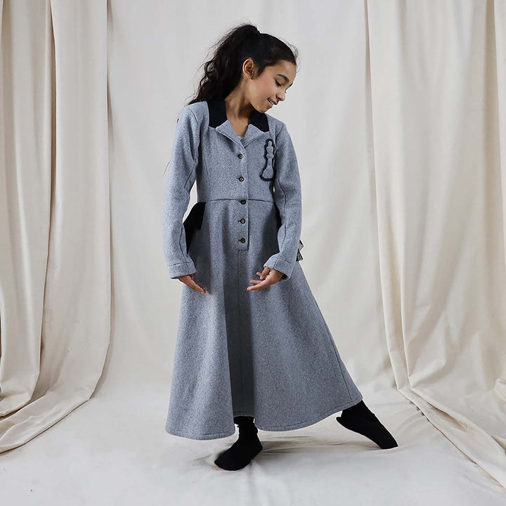 Grey Fleece Bustle Dress