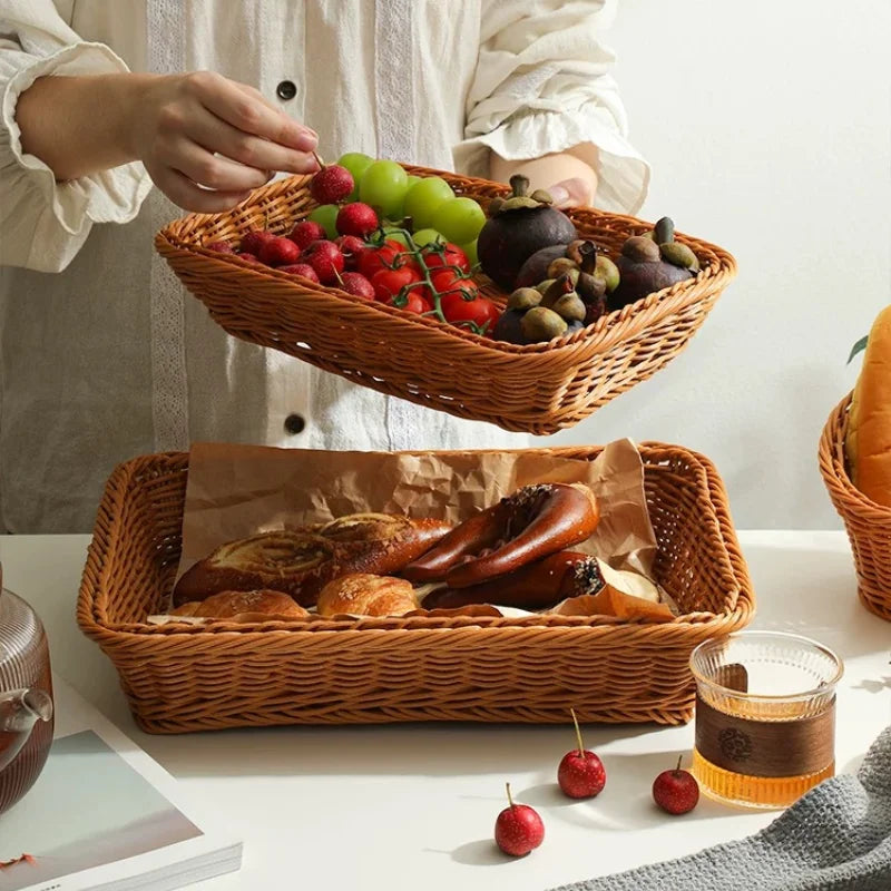 Faux Rattan Kitchen Storage And Fruit Basket