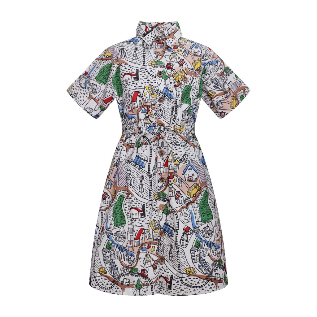 Village Print Sommerkleid für Mädchen