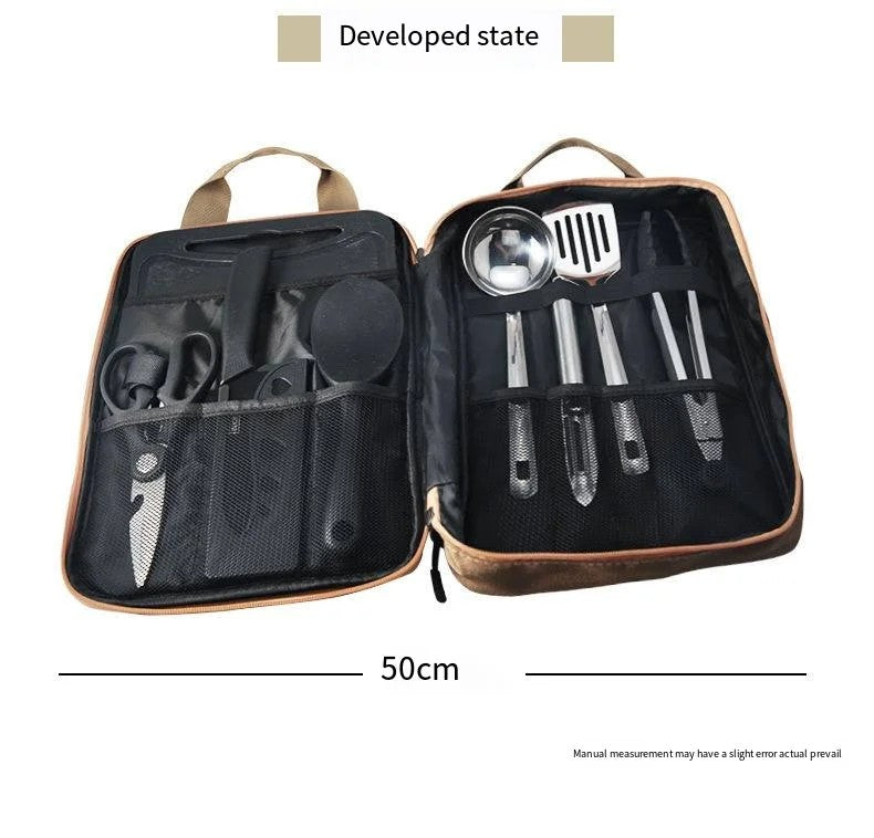 8-Piece Camping Kitchen Cookware Set Khaki