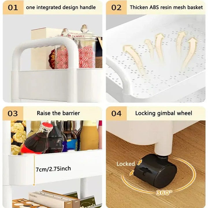 multi-storey kitchen storage trolley