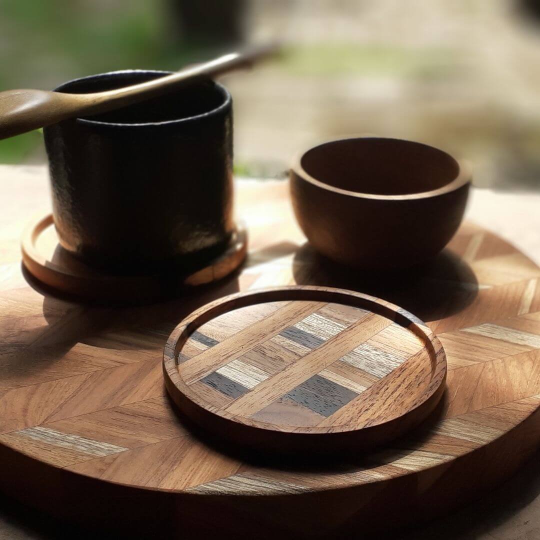 handmade end grain wooden coasters