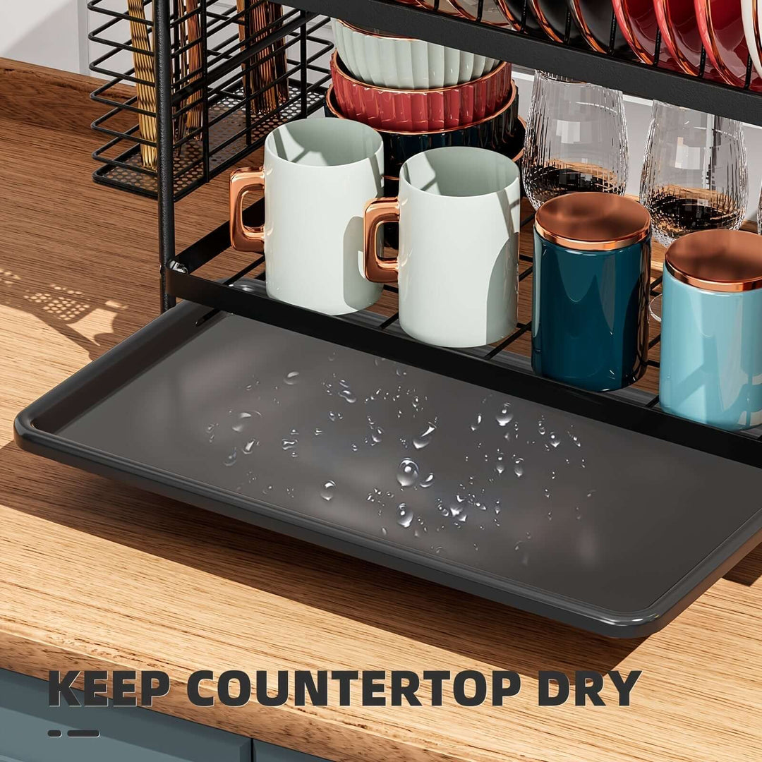metal dish rack with drainboard