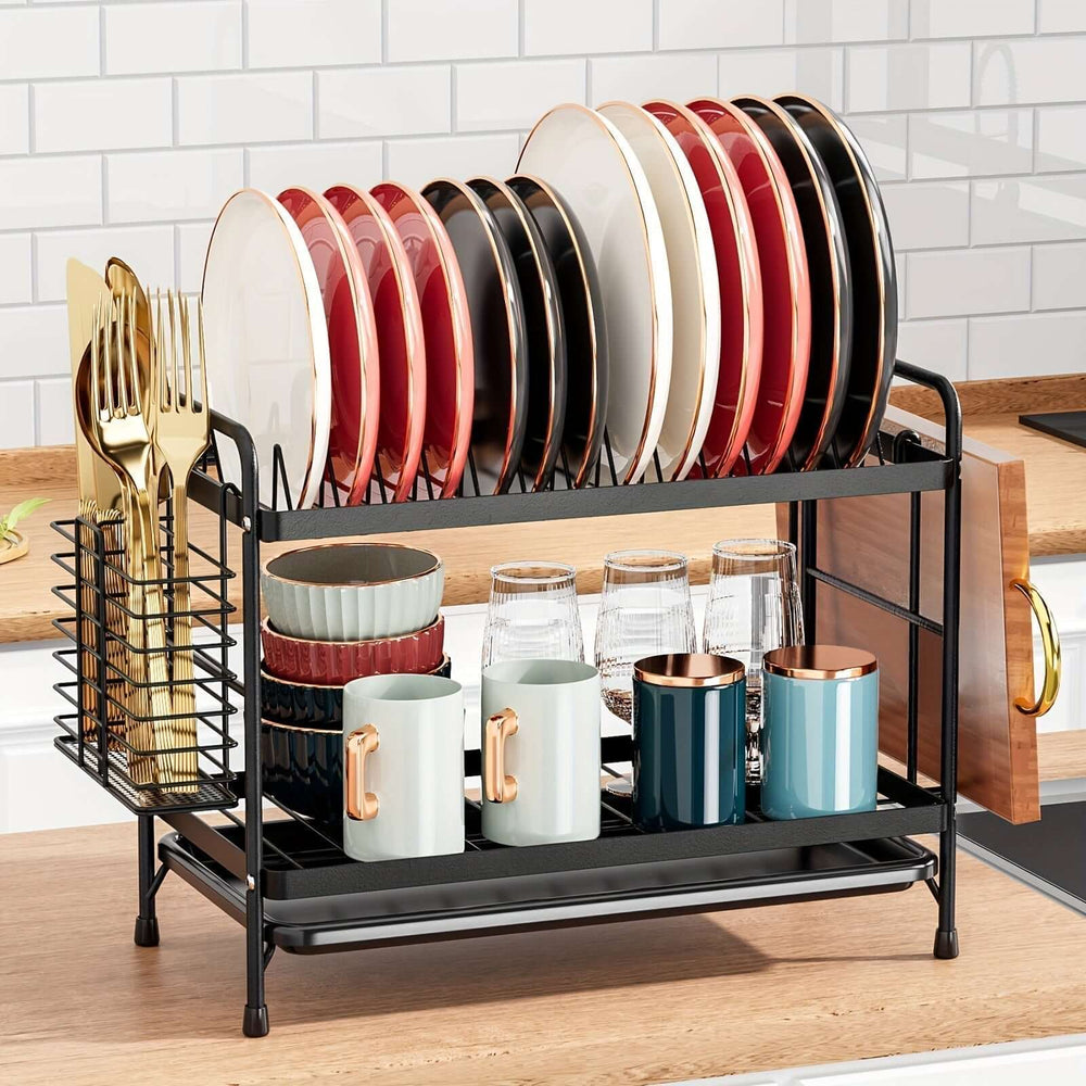 metal dish rack with drainboard
