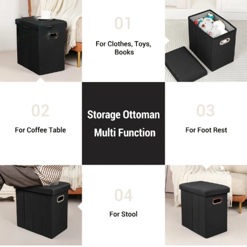 Folding Storage Stool Space-Saving Organizer