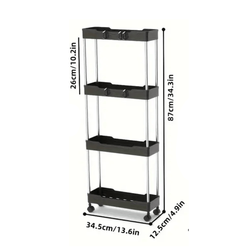 4-tier rolling bathroom storage cart