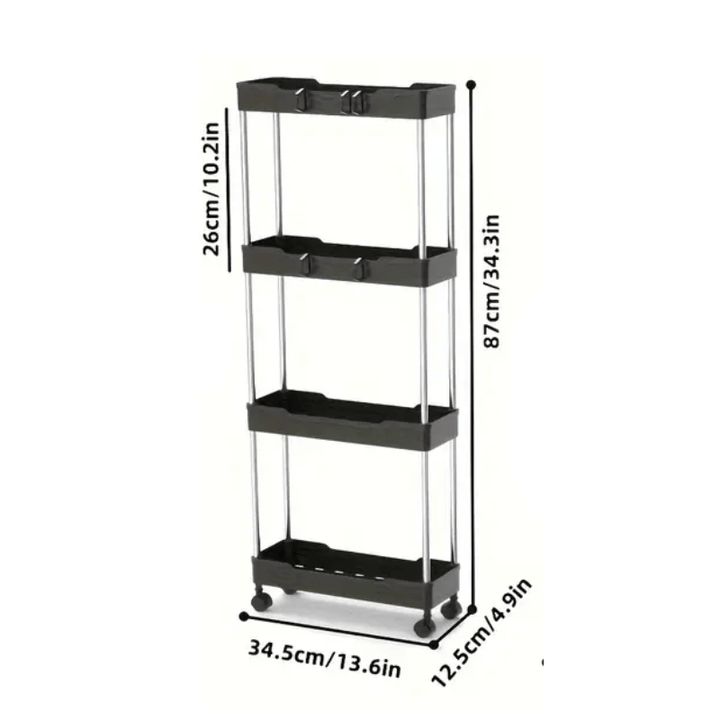 4-tier rolling bathroom storage cart